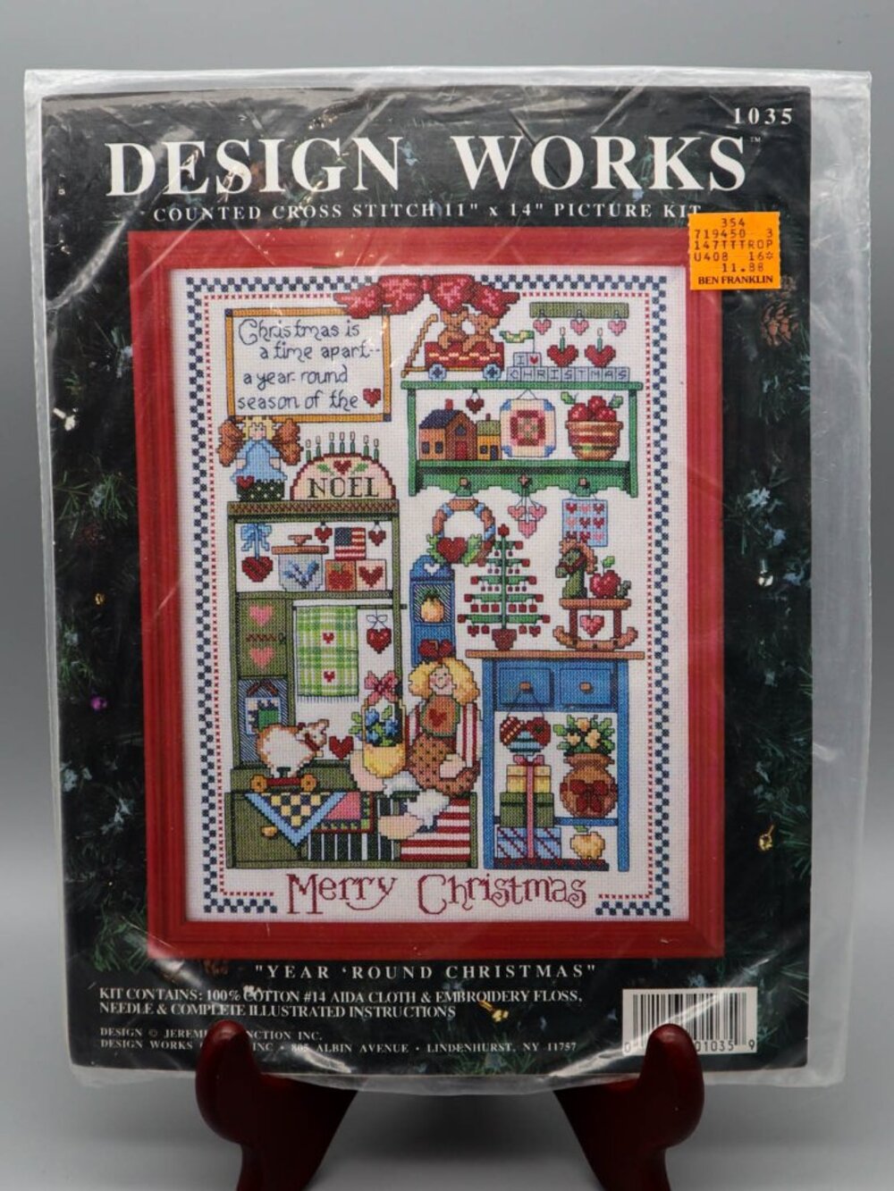 Vtg Design Works Year Round Christmas Cross Stitch Sampler Kit #1035 Country